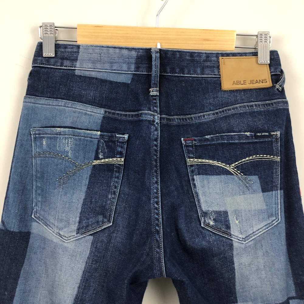 Able 3d Boyfriend Distressed Patchwork Crop Jeans - image 5